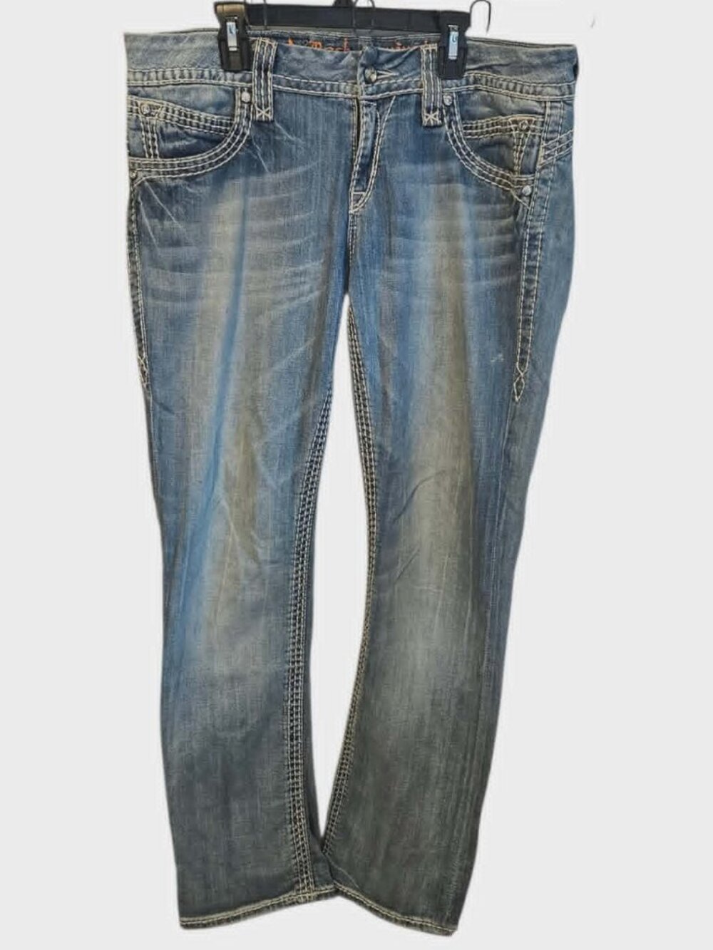 Rock Revival Scarlett Easy Crop Jeans Buckle Exclusive Rhinestone Light Wash Siz